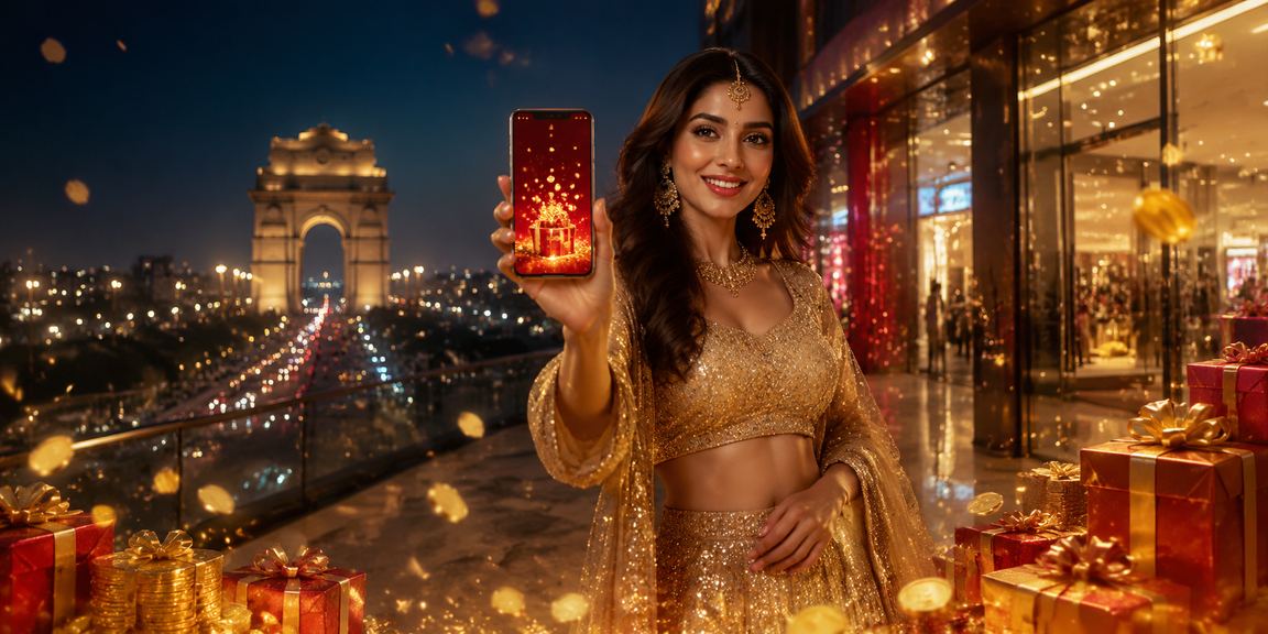 Modern casino app interface with India Gate background