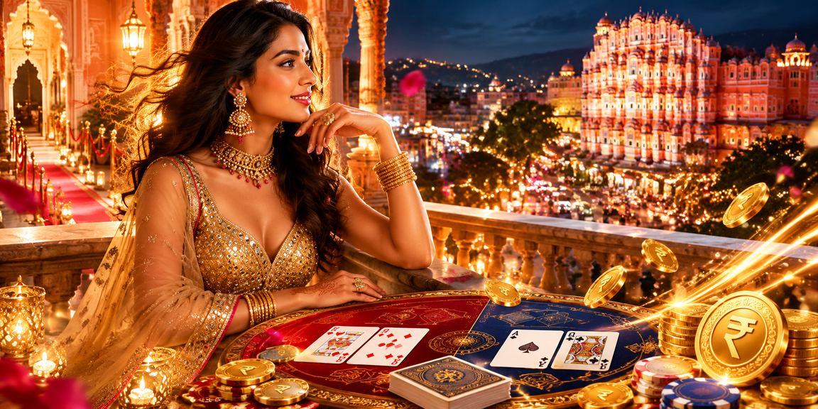 Playing Andar Bahar card game wearing traditional Lehenga in India
