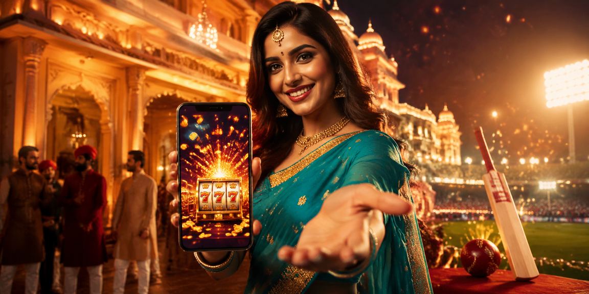 Indian woman in saree with cricket bat and mobile phone