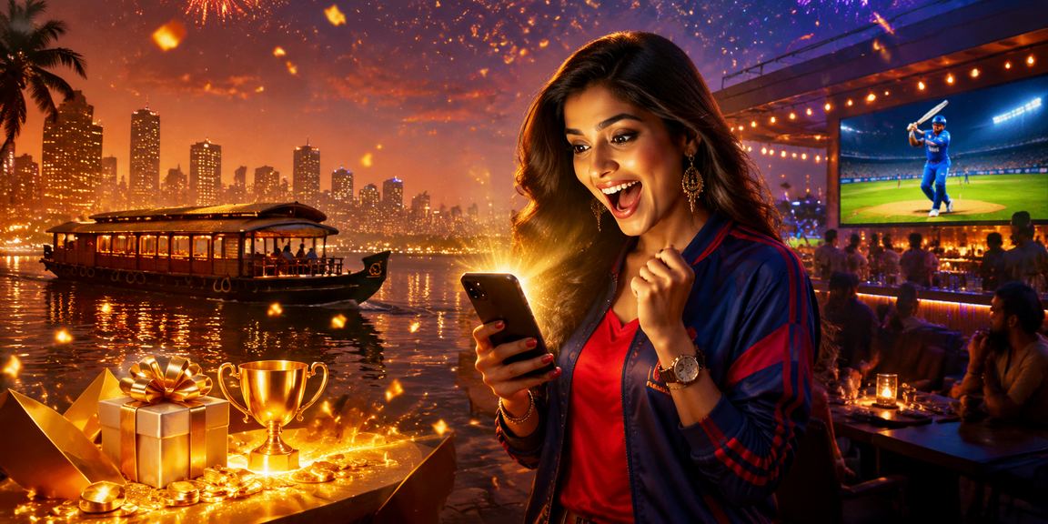 Kerala backwaters cricket live betting with rich red and gold ambience