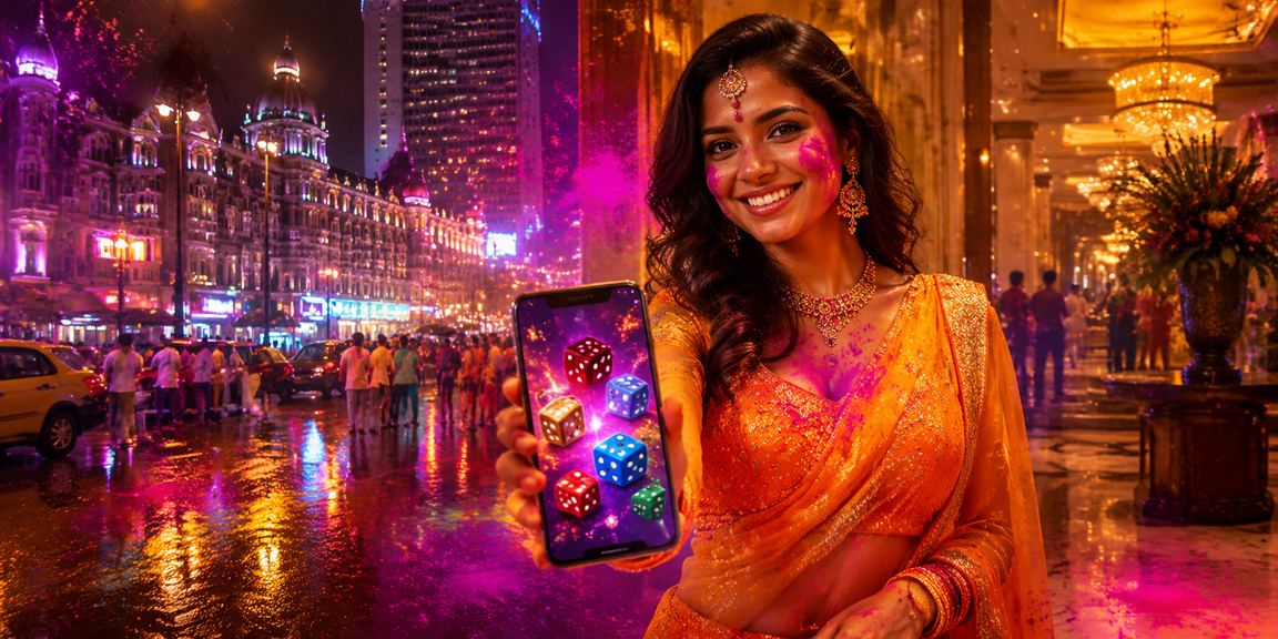 Players enjoying live casino dice game during Holi festival in Mumbai